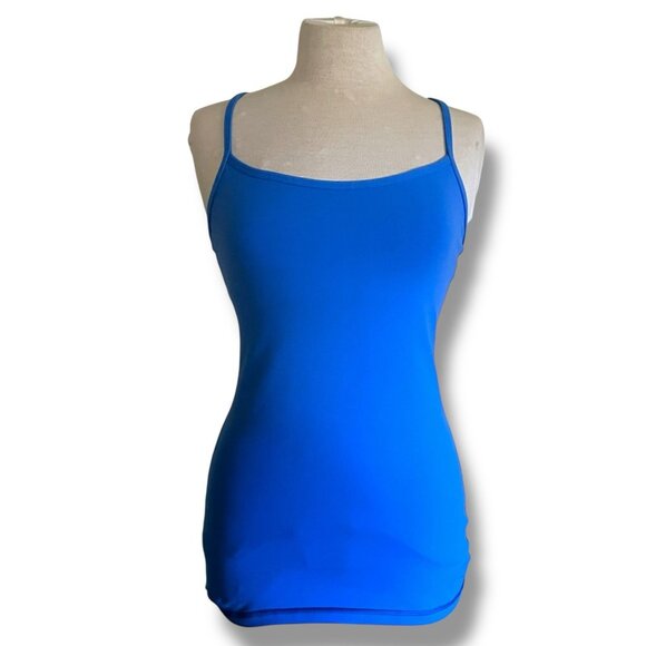 Lululemon Womens Power Y Tank Top Sz 6 Blue Built in Shelf Bra Yoga Racerback - Picture 1 of 9